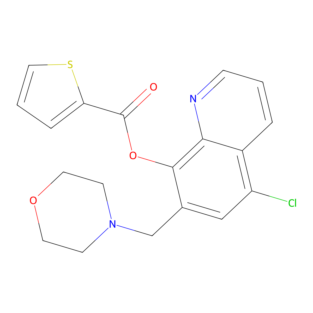 [5-chloro-7-(morpholin-4-ylmethyl)quinolin-8-yl] Thiophene-2-carboxylate molecular structure, CAS 457650-88-3