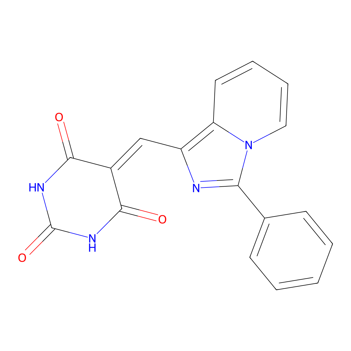 5-({3-Phenylimidazo[1,5-A]pyridin-1-YL}methylidene)-1,3-diazinane-2,4,6-trione molecular structure, CAS 457650-89-4