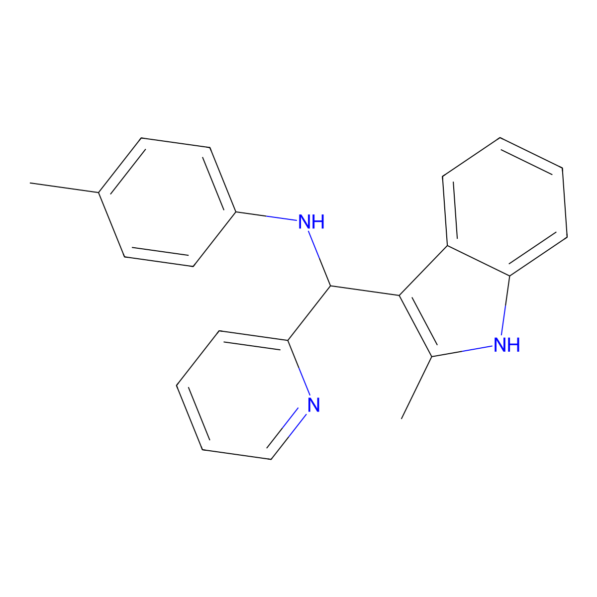 4-methyl-N-[(2-methyl-1H-indol-3-yl)(pyridin-2-yl)methyl]aniline molecular structure, CAS 457650-92-9
