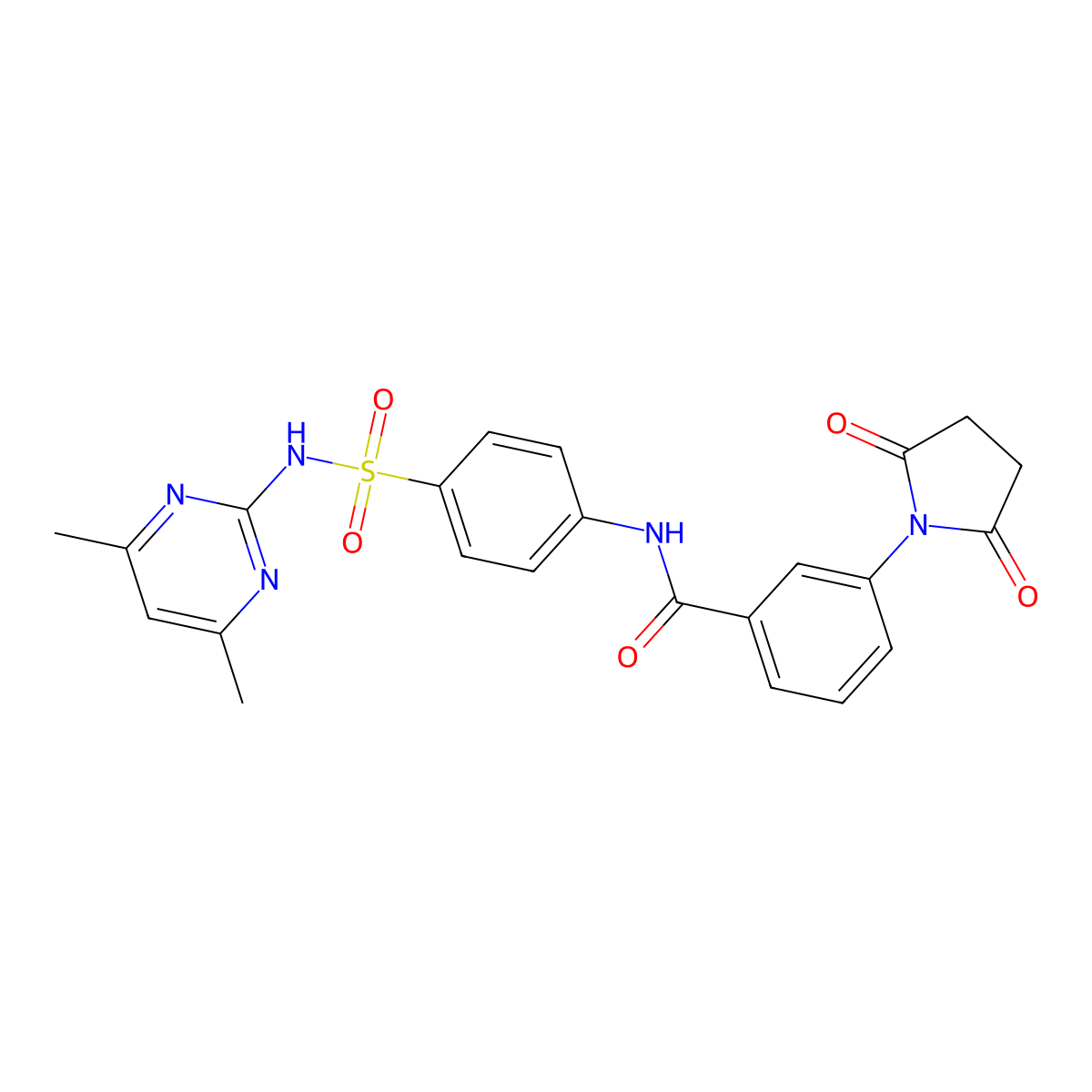 N-(4-(N-(4,6-dimethylpyrimidin-2-yl)sulfamoyl)phenyl)-3-(2,5-dioxopyrrolidin-1-yl)benzamide molecular structure, CAS 457651-00-2