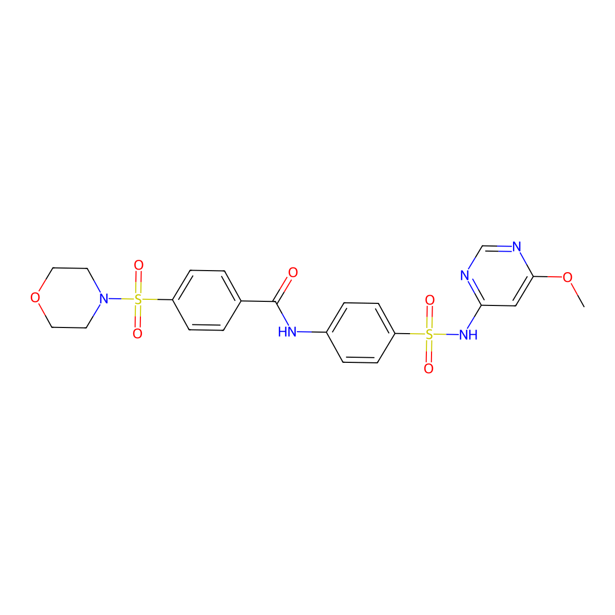 N-(4-(N-(6-methoxypyrimidin-4-yl)sulfamoyl)phenyl)-4-(morpholinosulfonyl)benzamide molecular structure, CAS 457651-05-7