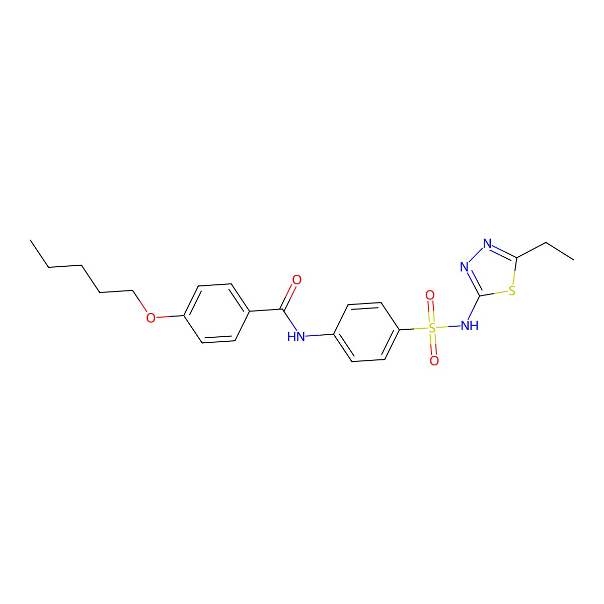 N-(4-(N-(5-ethyl-1,3,4-thiadiazol-2-yl)sulfamoyl)phenyl)-4-(pentyloxy)benzamide molecular structure, CAS 457651-09-1