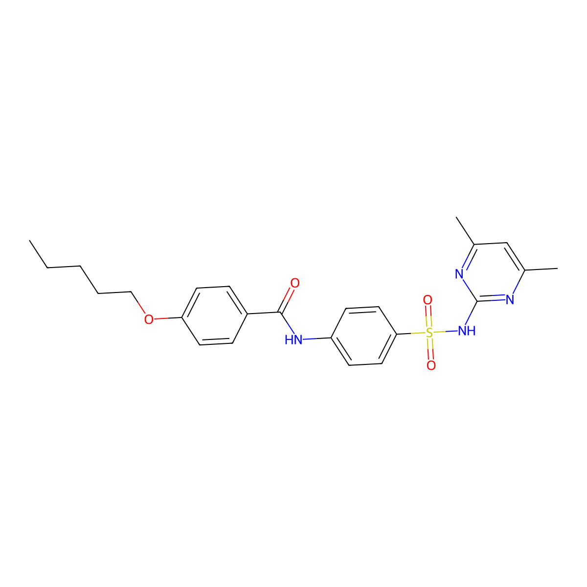 N-[4-[(4,6-dimethylpyrimidin-2-yl)sulfamoyl]phenyl]-4-pentoxybenzamide molecular structure, CAS 457651-10-4