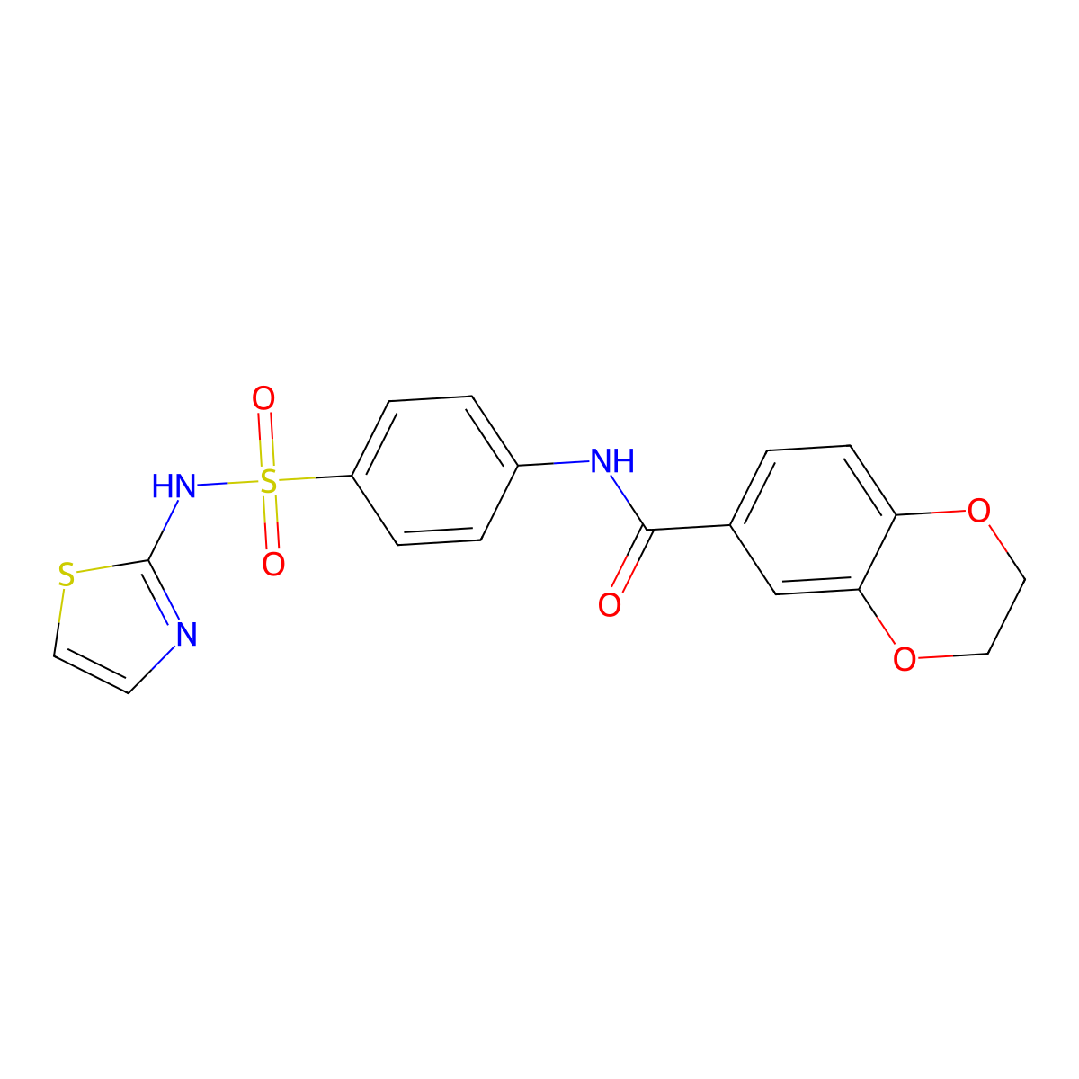 N-{4-[(1,3-Thiazol-2-YL)sulfamoyl]phenyl}-2,3-dihydro-1,4-benzodioxine-6-carboxamide molecular structure, CAS 457651-13-7