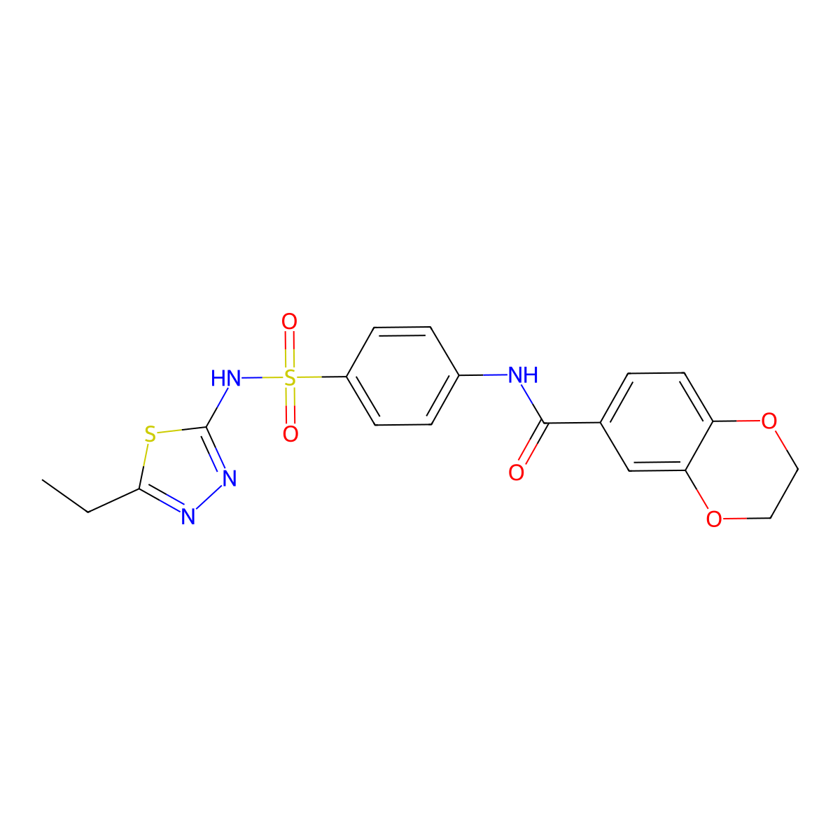 N-{4-[(5-Ethyl-1,3,4-thiadiazol-2-YL)sulfamoyl]phenyl}-2,3-dihydro-1,4-benzodioxine-6-carboxamide molecular structure, CAS 457651-14-8
