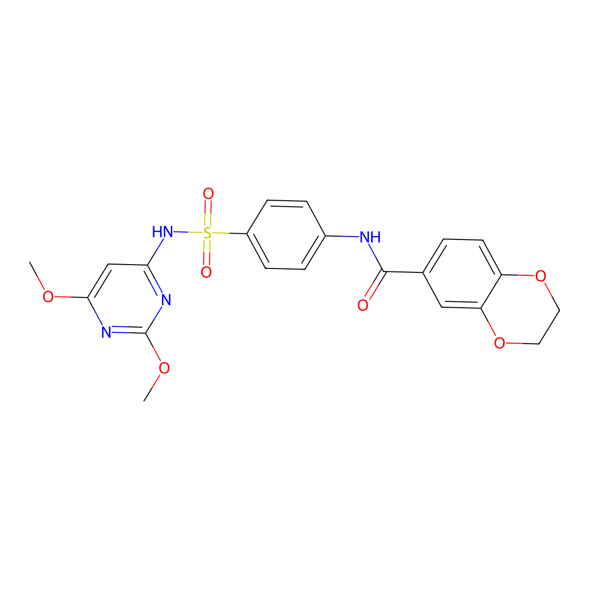 N-{4-[(2,6-Dimethoxypyrimidin-4-YL)sulfamoyl]phenyl}-2,3-dihydro-1,4-benzodioxine-6-carboxamide molecular structure, CAS 457651-16-0