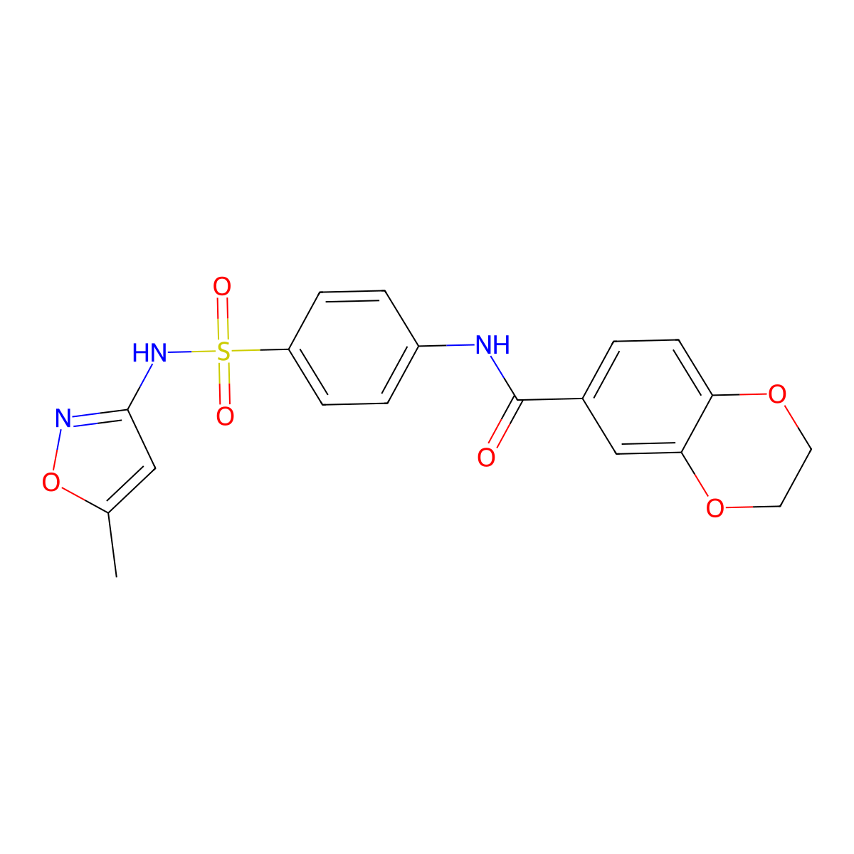 N-(4-(N-(5-methylisoxazol-3-yl)sulfamoyl)phenyl)-2,3-dihydrobenzo[b][1,4]dioxine-6-carboxamide molecular structure, CAS 457651-17-1