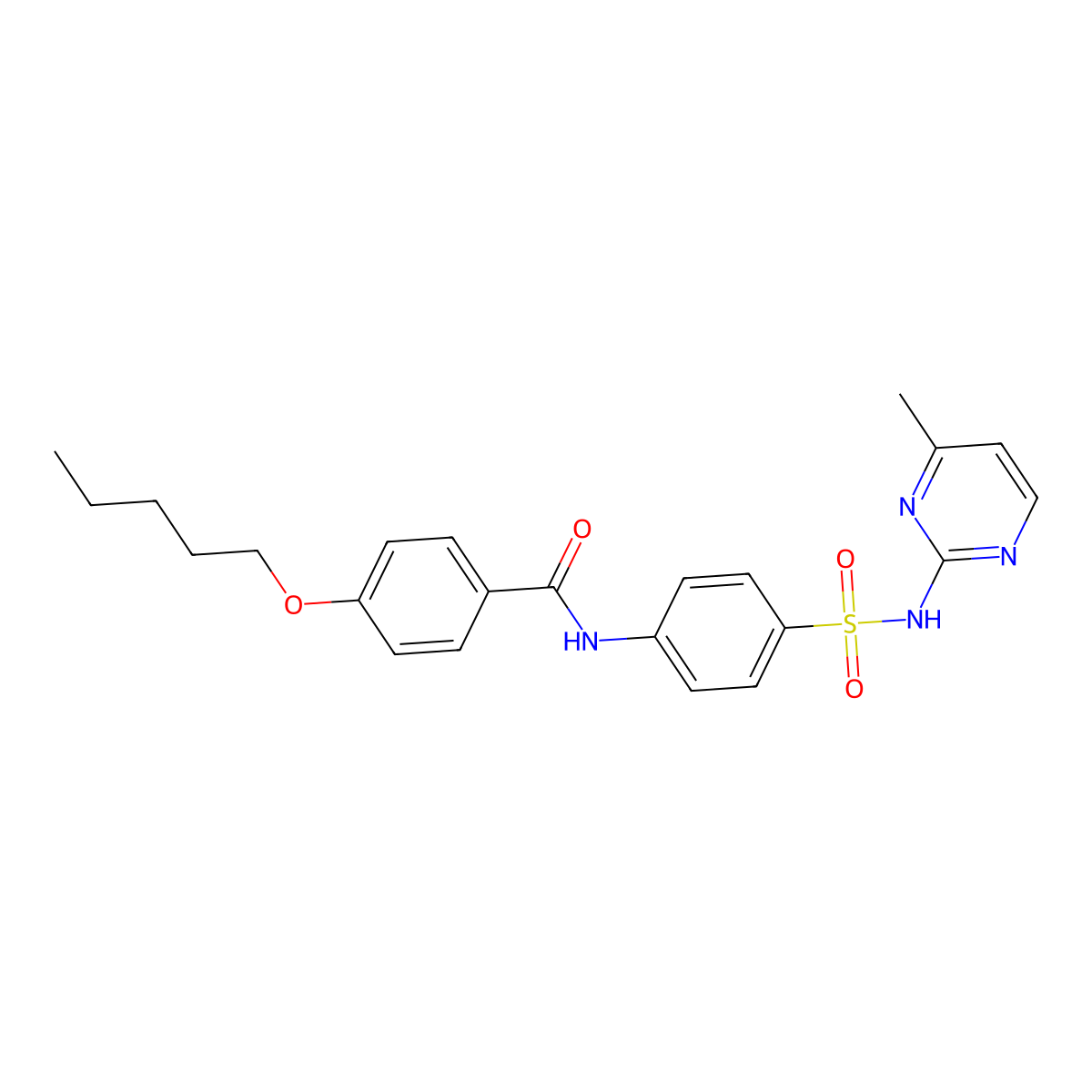 N-[4-[(4-methylpyrimidin-2-yl)sulfamoyl]phenyl]-4-pentoxybenzamide molecular structure, CAS 457651-73-9