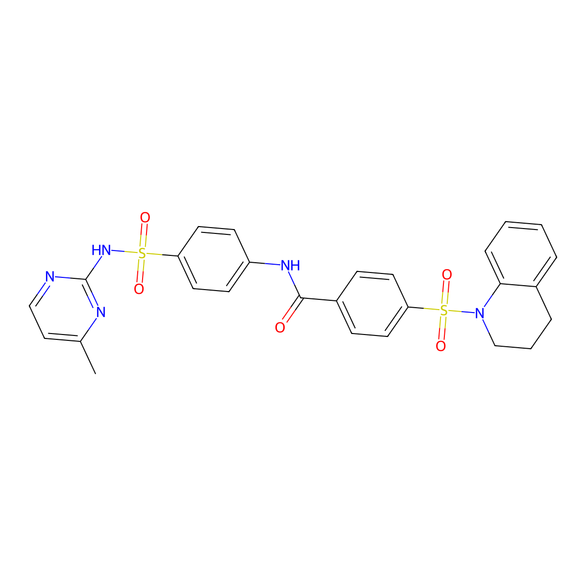 4-((3,4-dihydroquinolin-1(2H)-yl)sulfonyl)-N-(4-(N-(4-methylpyrimidin-2-yl)sulfamoyl)phenyl)benzamide molecular structure, CAS 457651-75-1