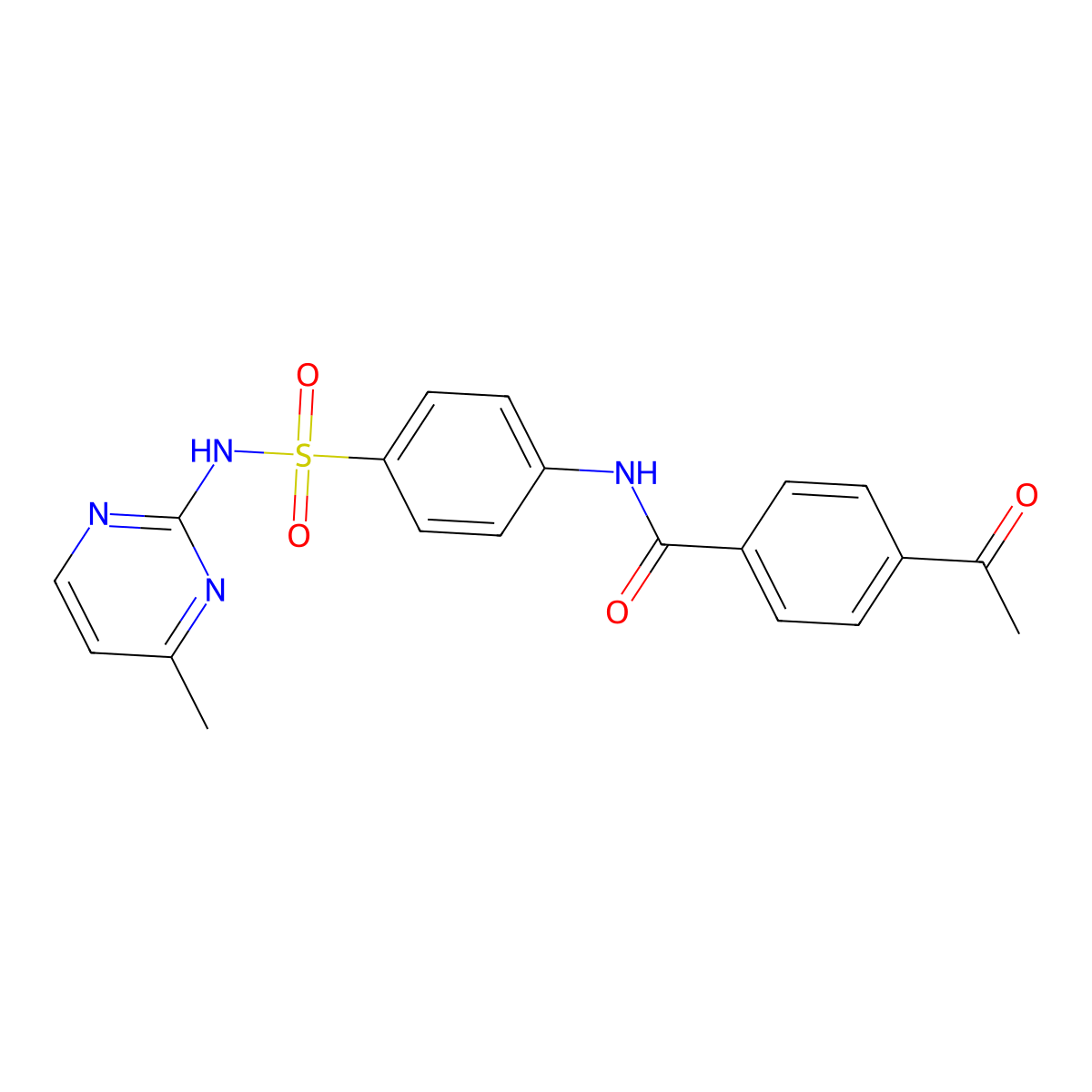 4-acetyl-N-(4-(N-(4-methylpyrimidin-2-yl)sulfamoyl)phenyl)benzamide molecular structure, CAS 457651-76-2