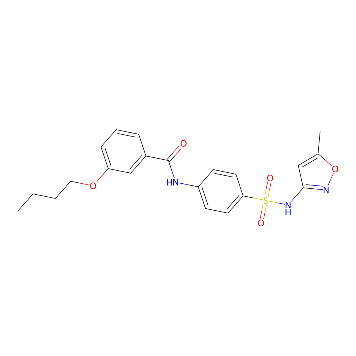 3-butoxy-N-(4-(N-(5-methylisoxazol-3-yl)sulfamoyl)phenyl)benzamide molecular structure, CAS 457651-81-9