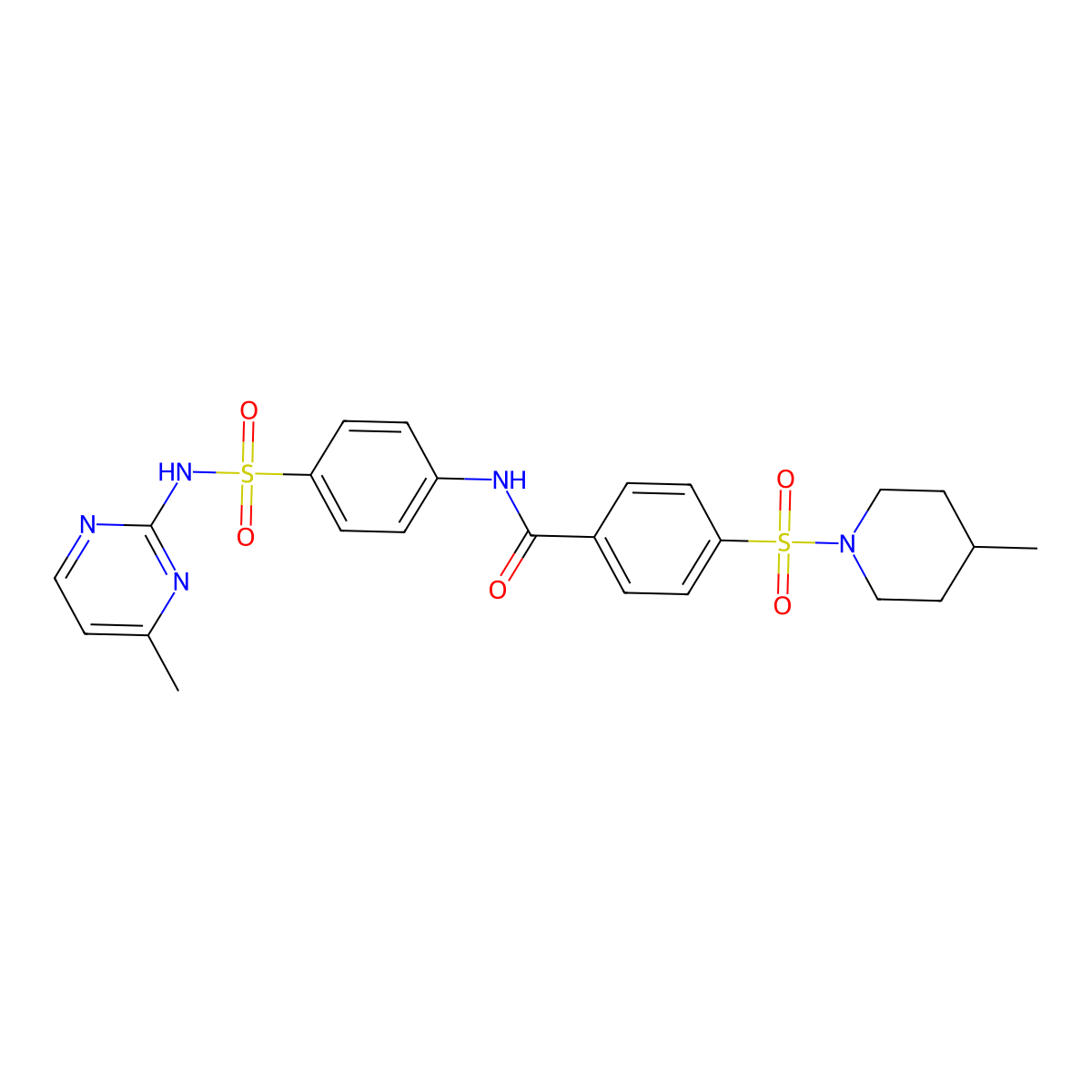 4-(4-methylpiperidin-1-yl)sulfonyl-N-[4-[(4-methylpyrimidin-2-yl)sulfamoyl]phenyl]benzamide molecular structure, CAS 457651-85-3