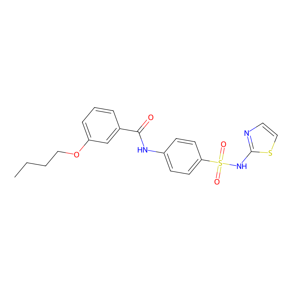 3-butoxy-N-(4-(N-(thiazol-2-yl)sulfamoyl)phenyl)benzamide molecular structure, CAS 457651-86-4