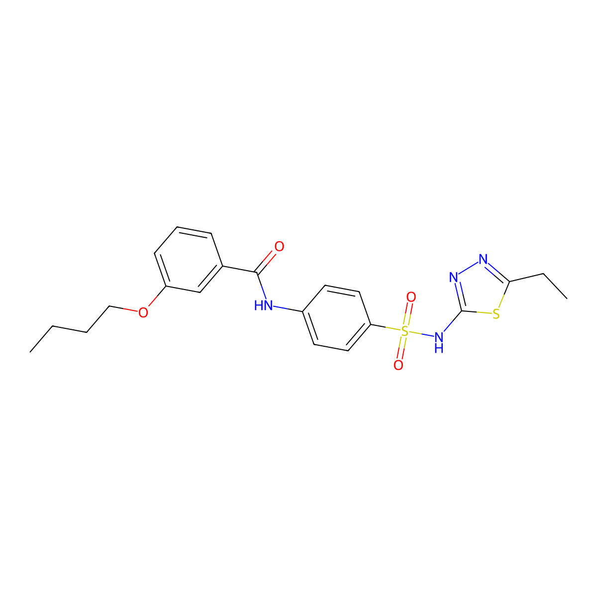 3-butoxy-N-[4-[(5-ethyl-1,3,4-thiadiazol-2-yl)sulfamoyl]phenyl]benzamide molecular structure, CAS 457651-87-5