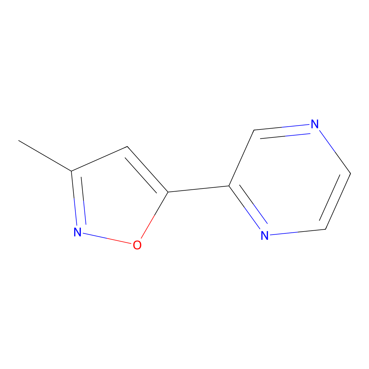 3-Methyl-5-(pyrazin-2-yl)isoxazole molecular structure, CAS 457654-03-4
