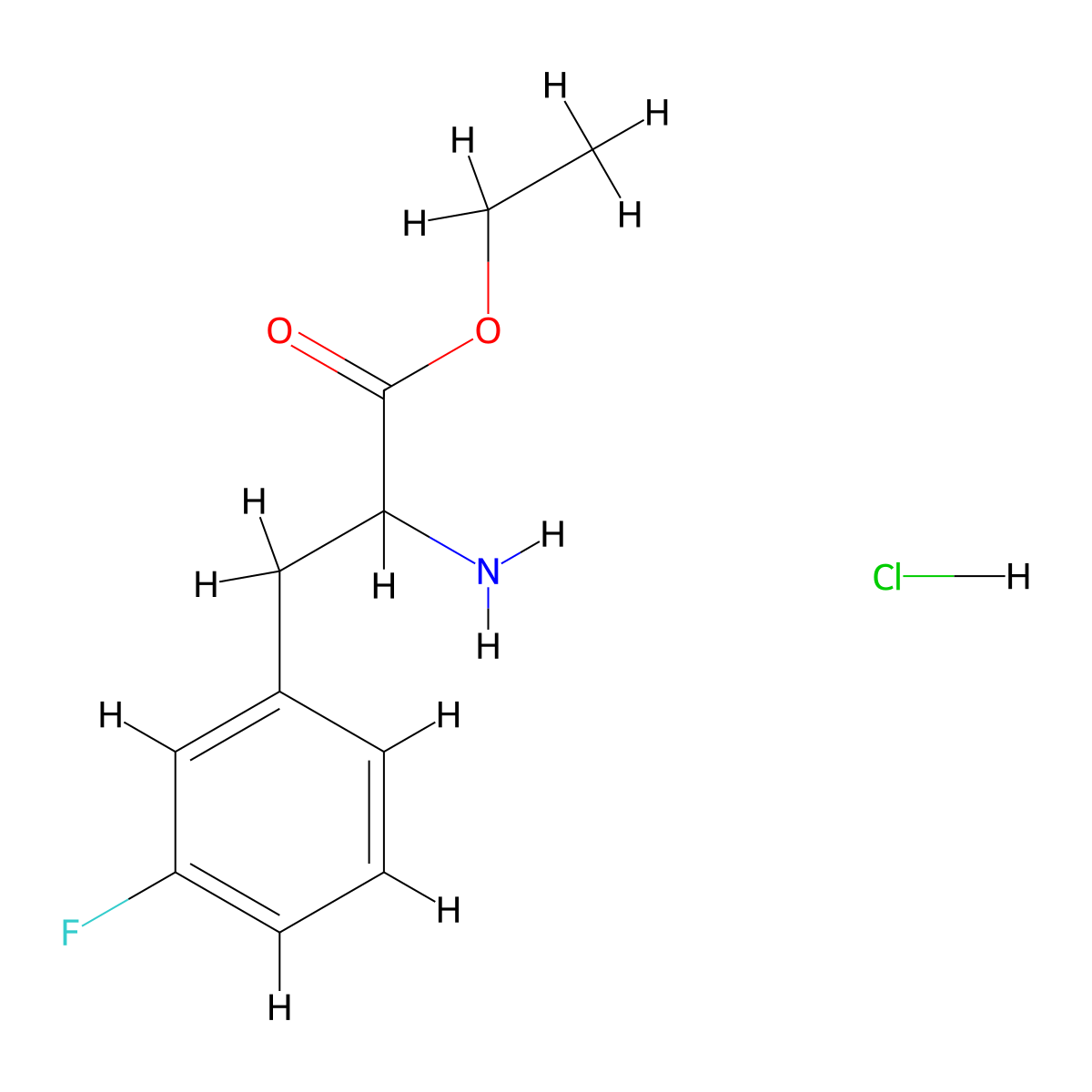 Ethyl 2-amino-3-(3-fluorophenyl)propanoate hydrochloride molecular structure, CAS 457654-51-2