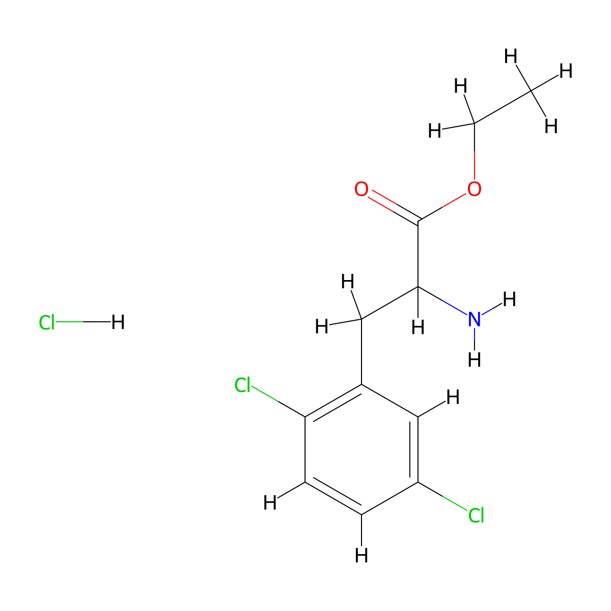 Ethyl 2-amino-3-(2,5-dichlorophenyl)propanoate hydrochloride molecular structure, CAS 457654-61-4