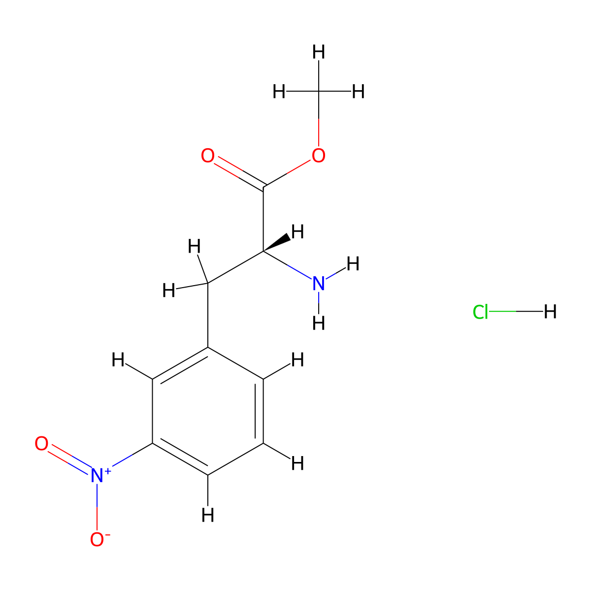 (R)-Methyl 2-amino-3-(3-nitrophenyl)propanoate hydrochloride molecular structure, CAS 457654-68-1