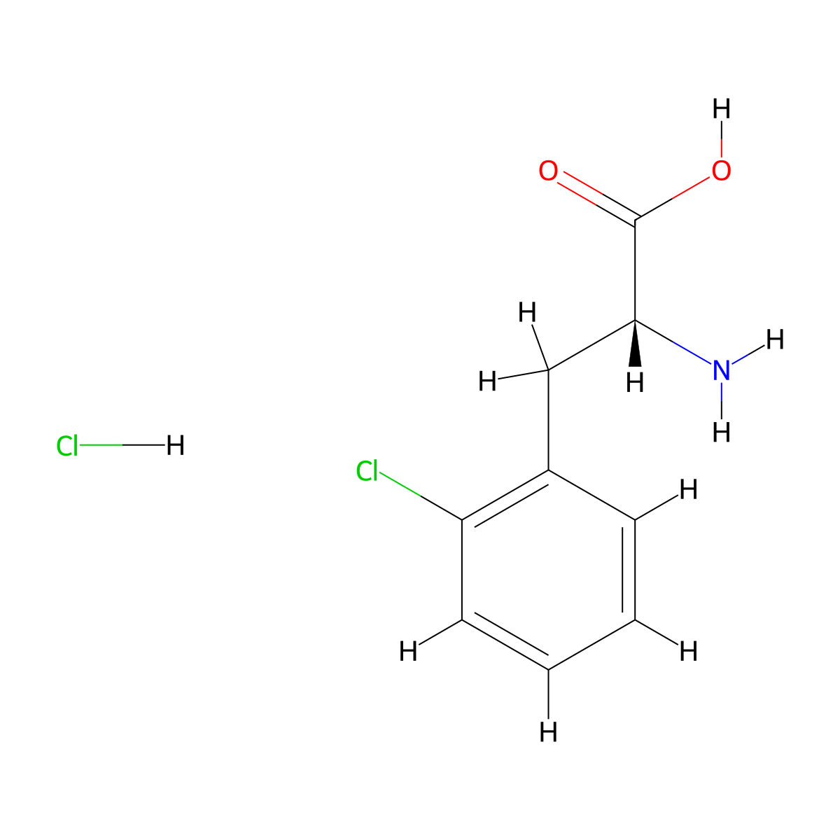 2-chloro-D-phenylalanine hydrochloride molecular structure, CAS 457654-71-6