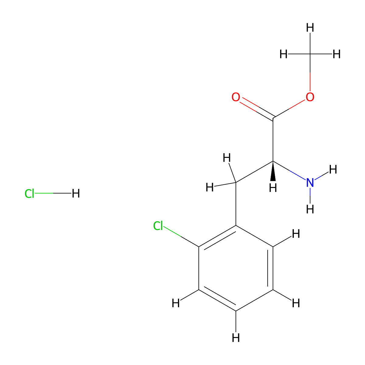 Methyl (R)-2-amino-3-(2-chlorophenyl)propanoate hydrochloride molecular structure, CAS 457654-72-7