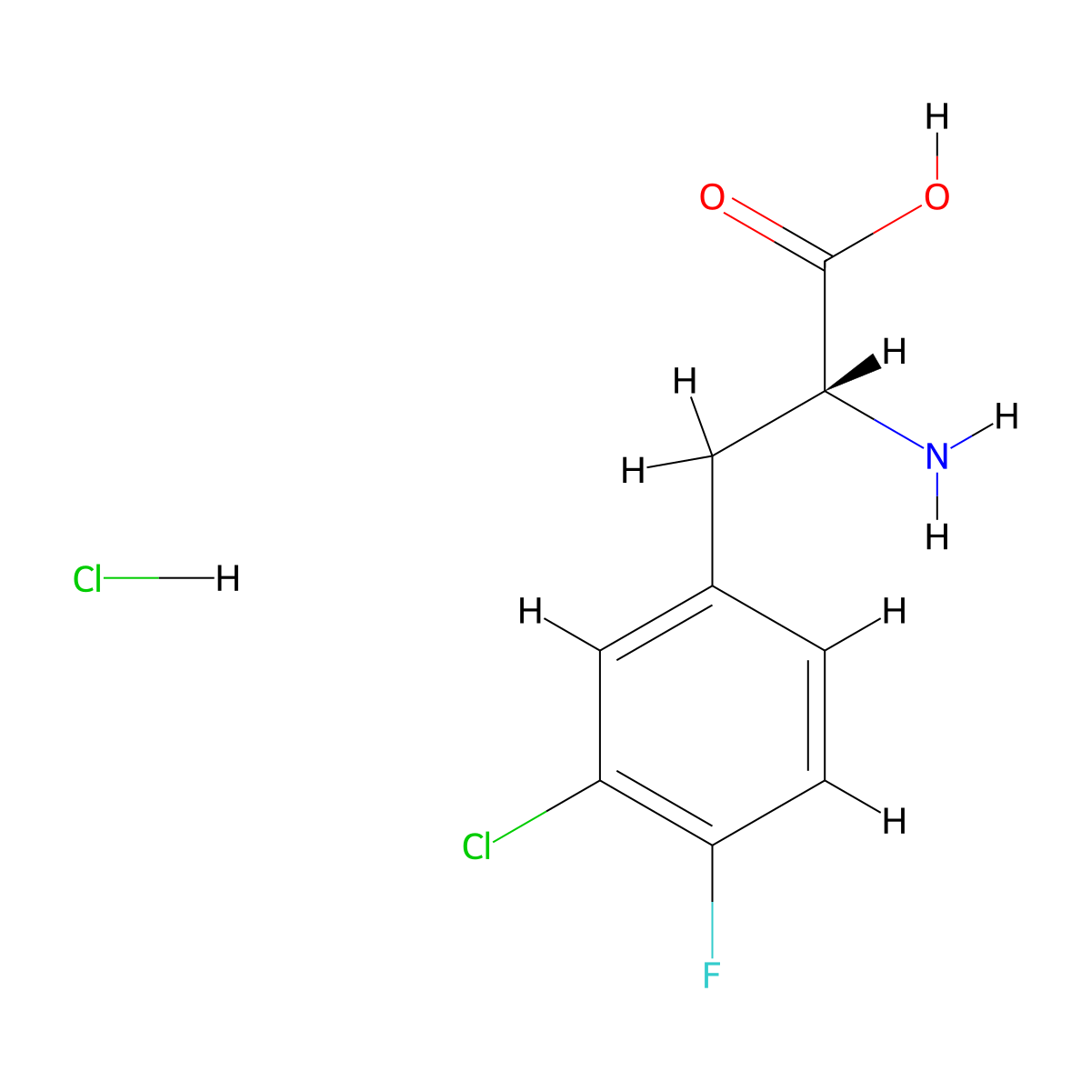 (2R)-2-amino-3-(3-chloro-4-fluorophenyl)propanoic acid hydrochloride molecular structure, CAS 457654-79-4
