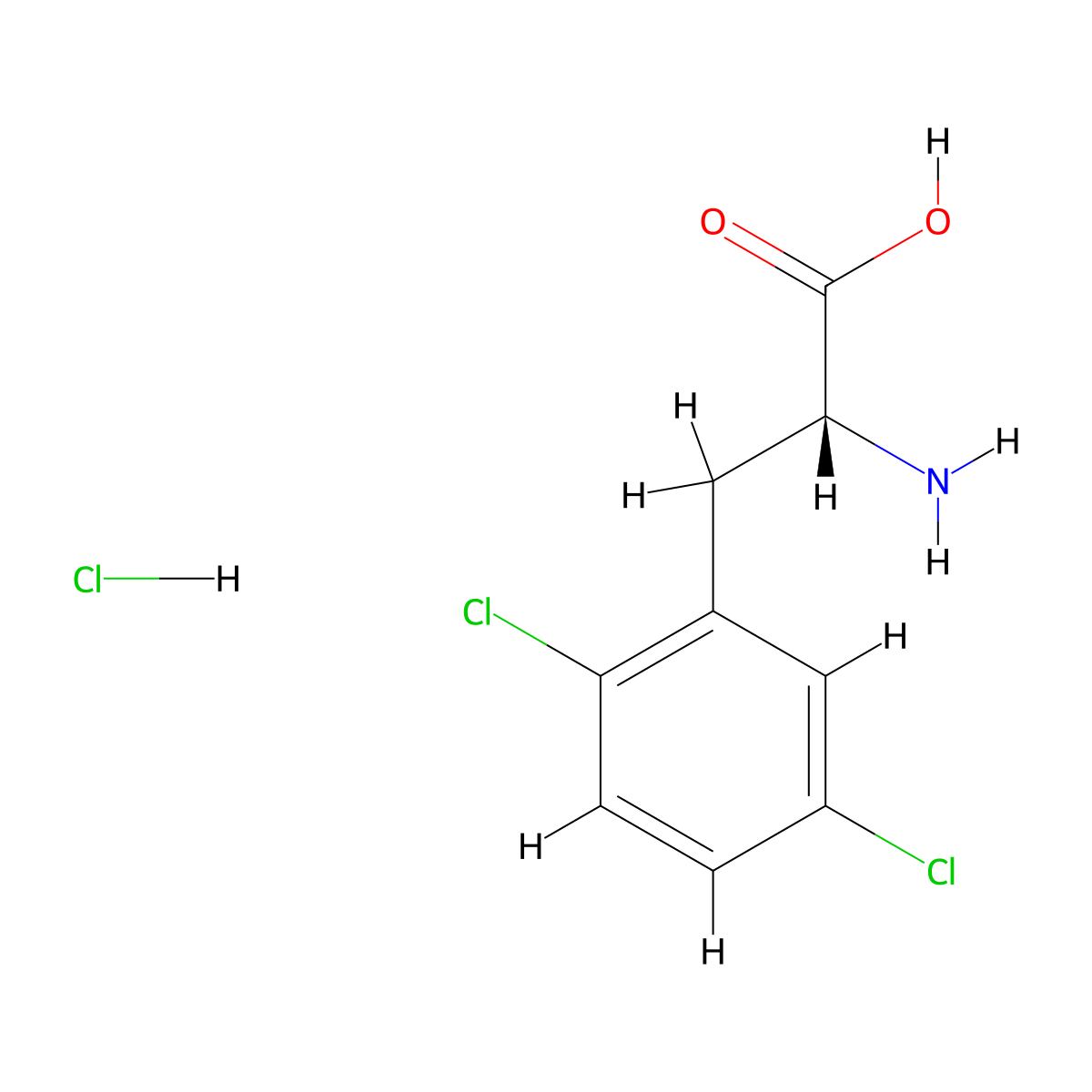 (2R)-2-amino-3-(2,5-dichlorophenyl)propanoic acid hydrochloride molecular structure, CAS 457654-88-5