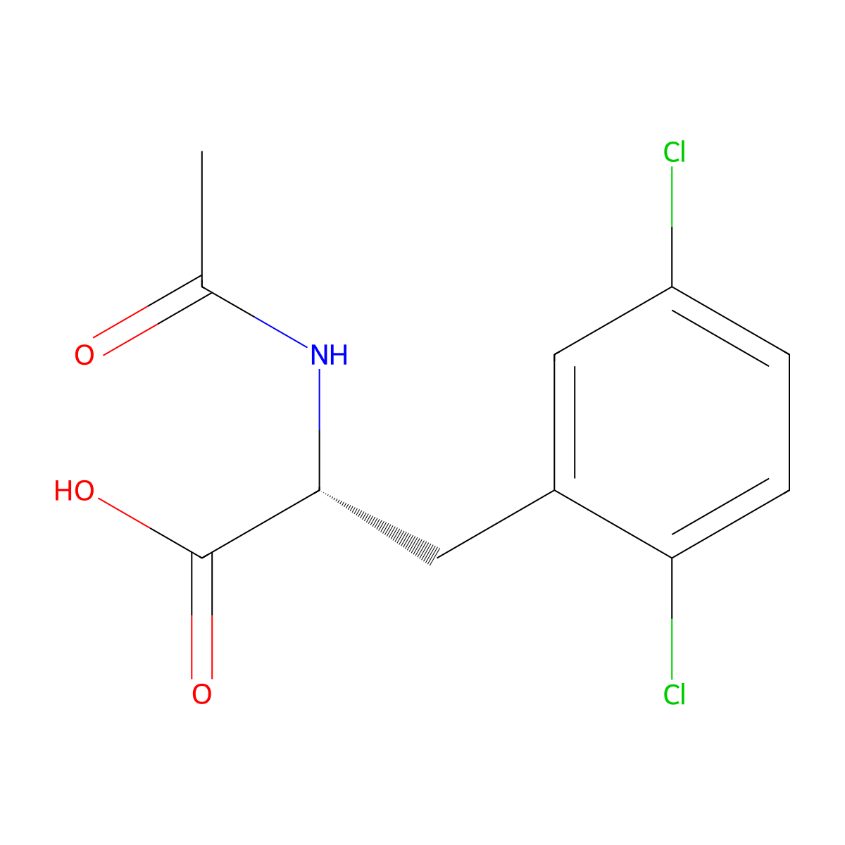 (2R)-3-(2,5-dichlorophenyl)-2-acetamidopropanoic acid molecular structure, CAS 457654-90-9