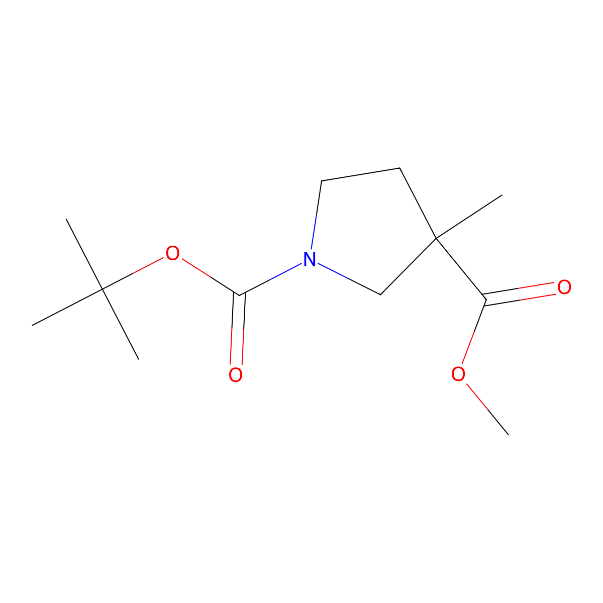1-Tert-butyl 3-methyl 3-methylpyrrolidine-1,3-dicarboxylate molecular structure, CAS 457657-68-0