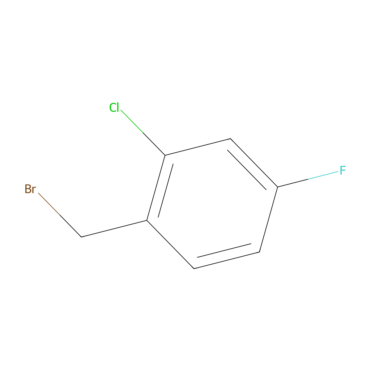1-(Bromomethyl)-2-chloro-4-fluorobenzene molecular structure, CAS 45767-66-6
