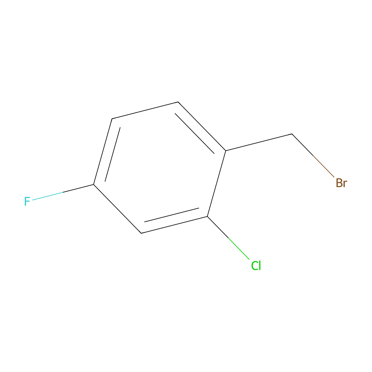 1-(Bromomethyl)-2-chloro-4-fluorobenzene molecular structure, CAS 45767-66-6