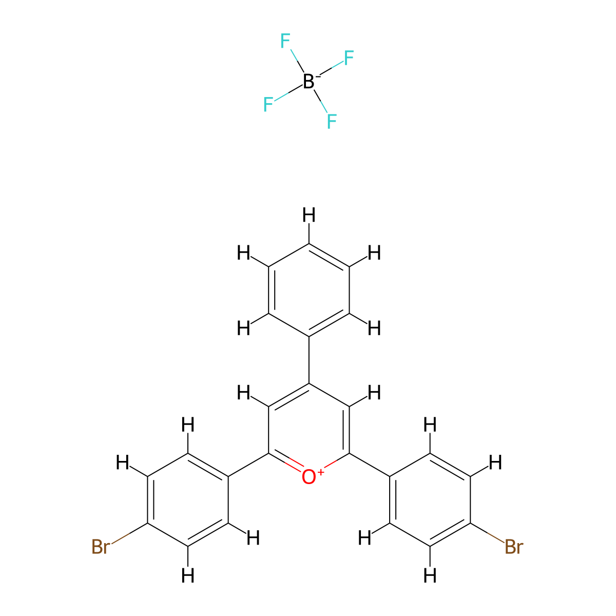 2,6-Bis(4-bromophenyl)-4-phenylpyran-1-ylium tetrafluoroborate molecular structure, CAS 4577-99-5