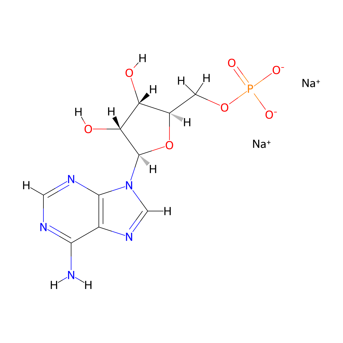 Adenosine 5'-monophosphate disodium molecular structure, CAS 4578-31-8
