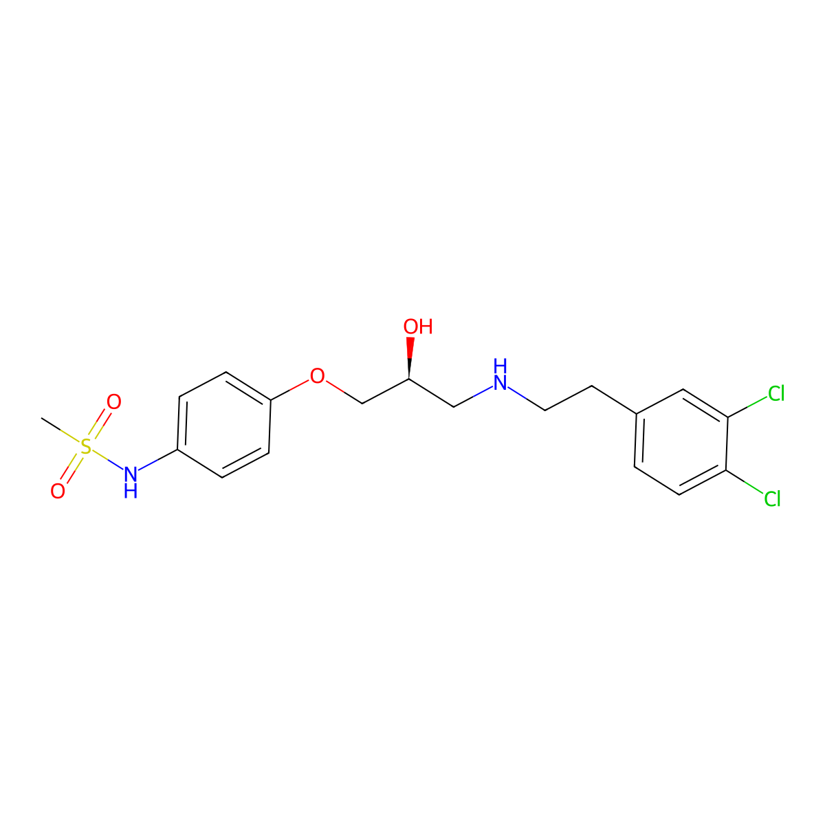 N-{4-[(2S)-3-{[2-(3,4-dichlorophenyl)ethyl]amino}-2-hydroxypropoxy]phenyl}methanesulfonamide molecular structure, CAS 457897-92-6