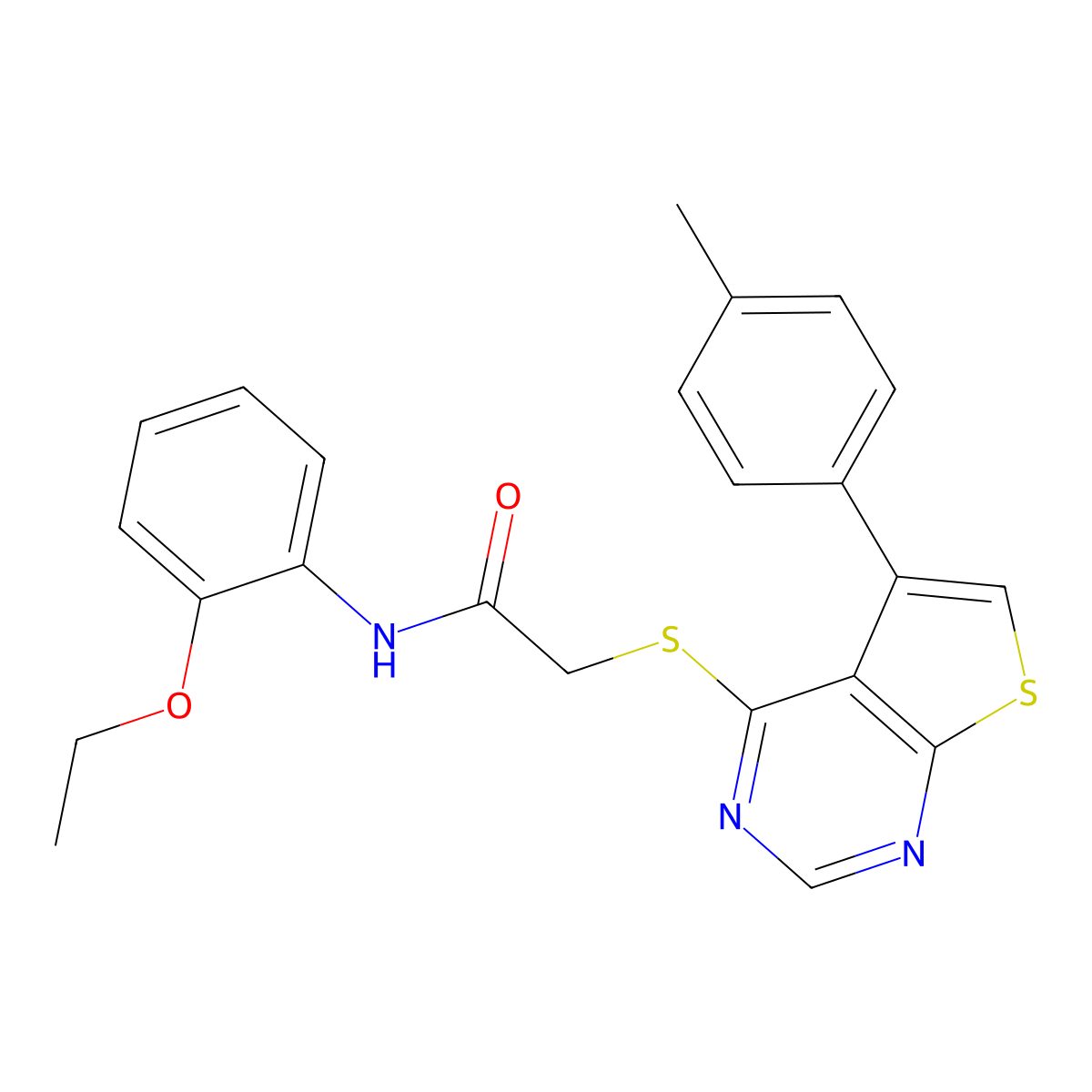 N-(2-ethoxyphenyl)-2-{[5-(4-methylphenyl)thieno[2,3-d]pyrimidin-4-yl]sulfanyl}acetamide molecular structure, CAS 457905-78-1