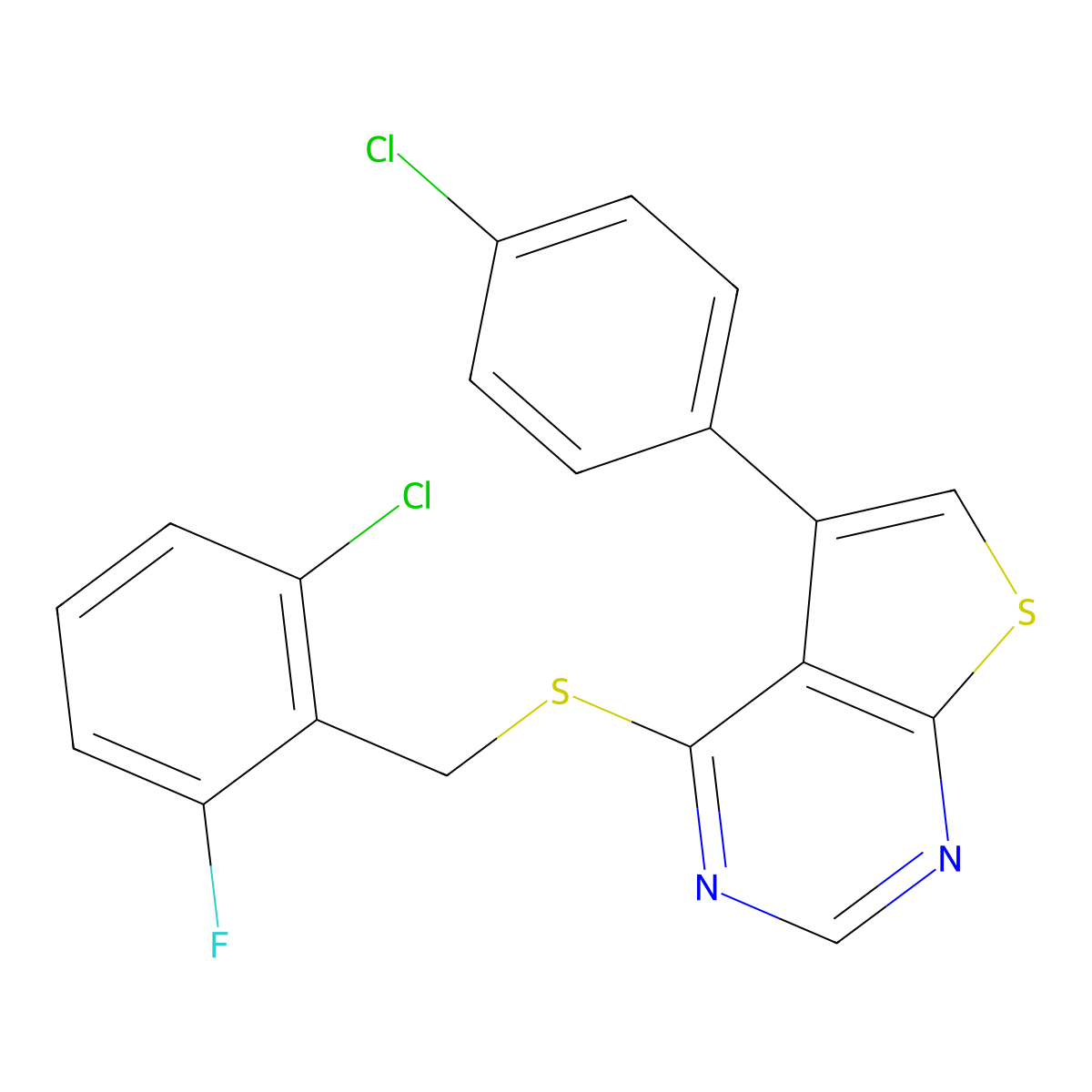 4-[(2-Chloro-6-fluorobenzyl)sulfanyl]-5-(4-chlorophenyl)thieno[2,3-d]pyrimidine molecular structure, CAS 457906-66-0