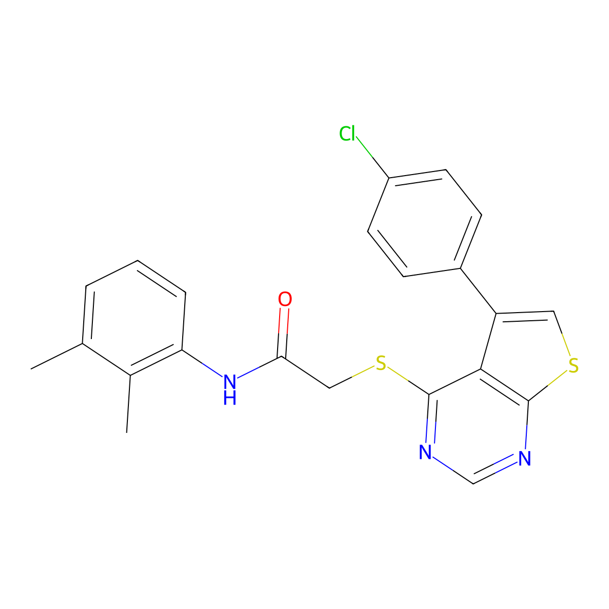 N-(2,3-dimethylphenyl)-2-[5-(4-chlorophenyl)thiopheno[3,2-e]pyrimidin-4-ylthio]acetamide molecular structure, CAS 457906-95-5