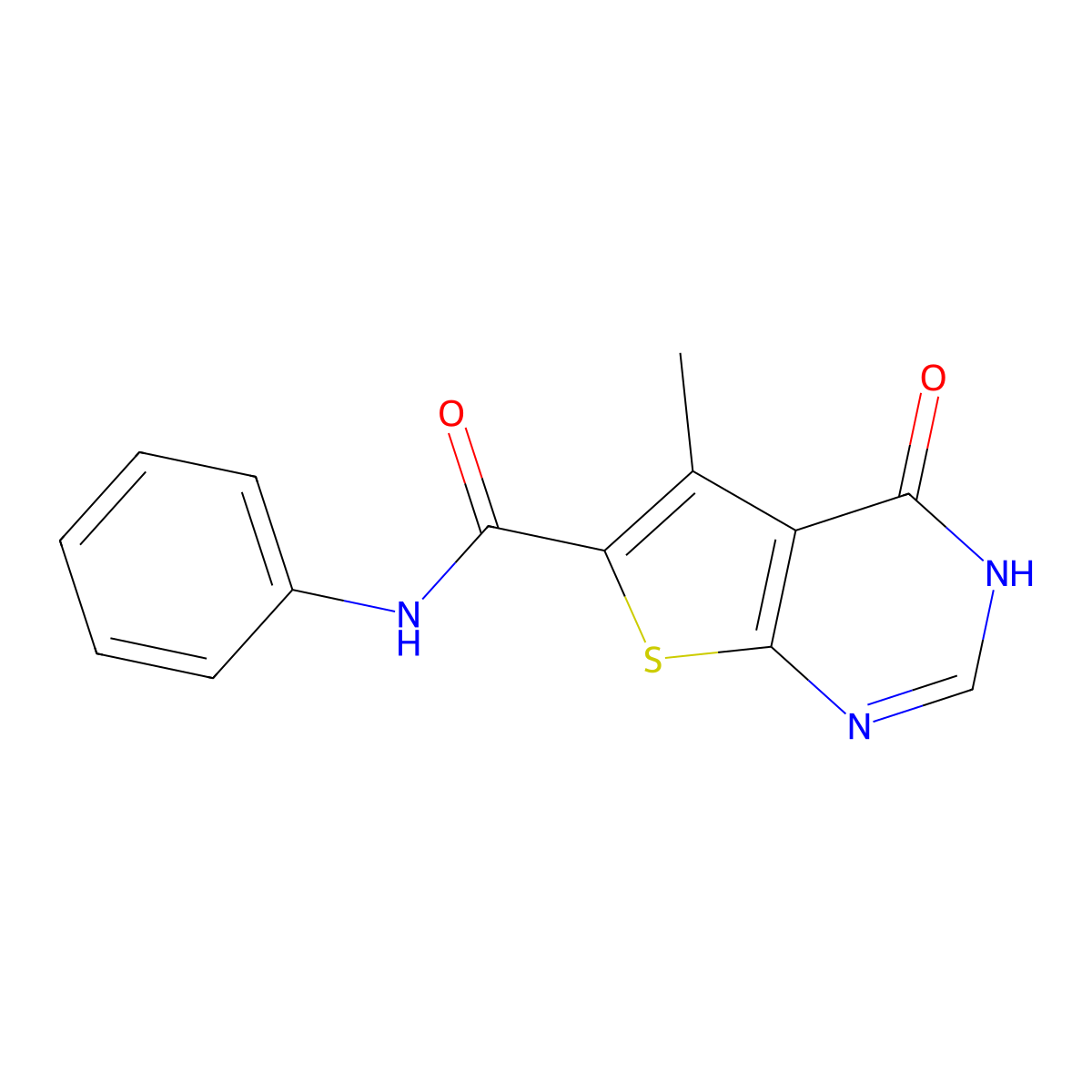 5-methyl-4-oxo-N-phenyl-3,4-dihydrothieno[2,3-d]pyrimidine-6-carboxamide molecular structure, CAS 457911-34-1