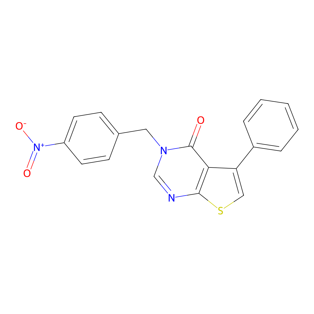 3-{4-nitrobenzyl}-5-phenylthieno[2,3-d]pyrimidin-4(3H)-one molecular structure, CAS 457916-96-0