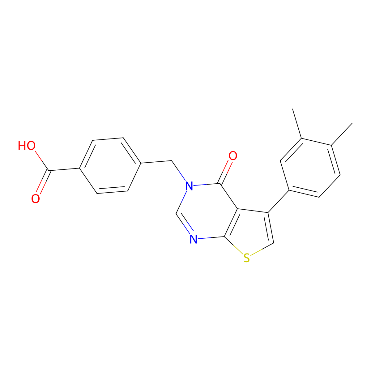 4-[(5-(3,4-dimethylphenyl)-4-oxothieno[2,3-d]pyrimidin-3(4H)-yl)methyl]benzoic acid molecular structure, CAS 457918-25-1