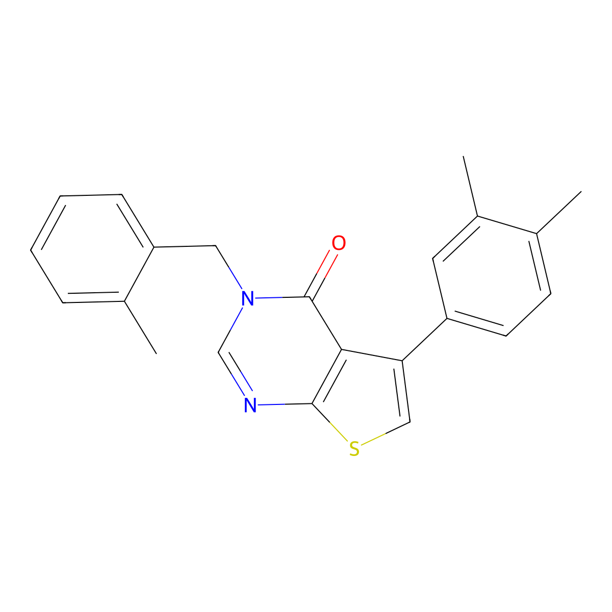 5-(3,4-Dimethylphenyl)-3-[(2-methylphenyl)methyl]thieno[2,3-d]pyrimidin-4-one molecular structure, CAS 457918-37-5