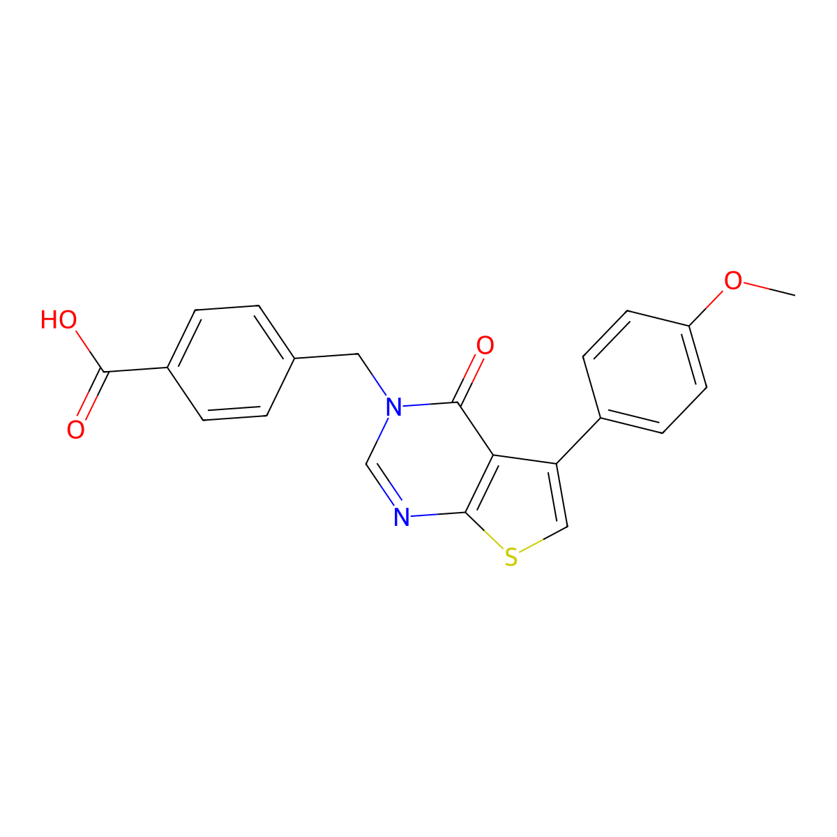 4-{[5-(4-methoxyphenyl)-4-oxo-3H,4H-thieno[2,3-d]pyrimidin-3-yl]methyl}benzoic acid molecular structure, CAS 457918-50-2