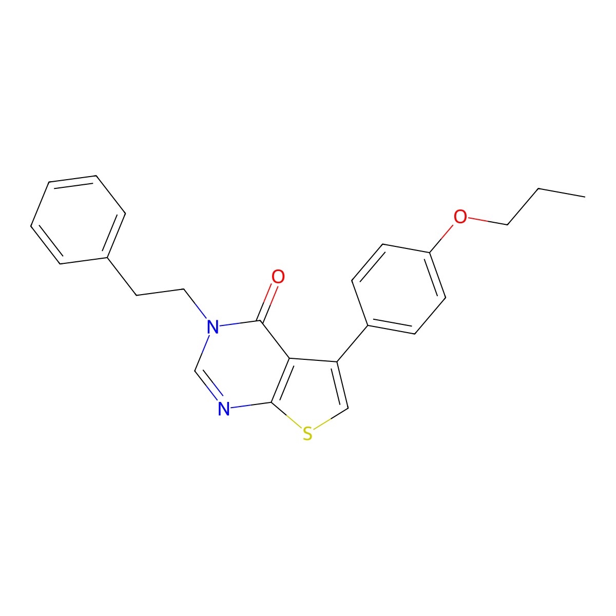3-(2-phenylethyl)-5-(4-propoxyphenyl)thieno[2,3-d]pyrimidin-4(3H)-one molecular structure, CAS 457919-07-2