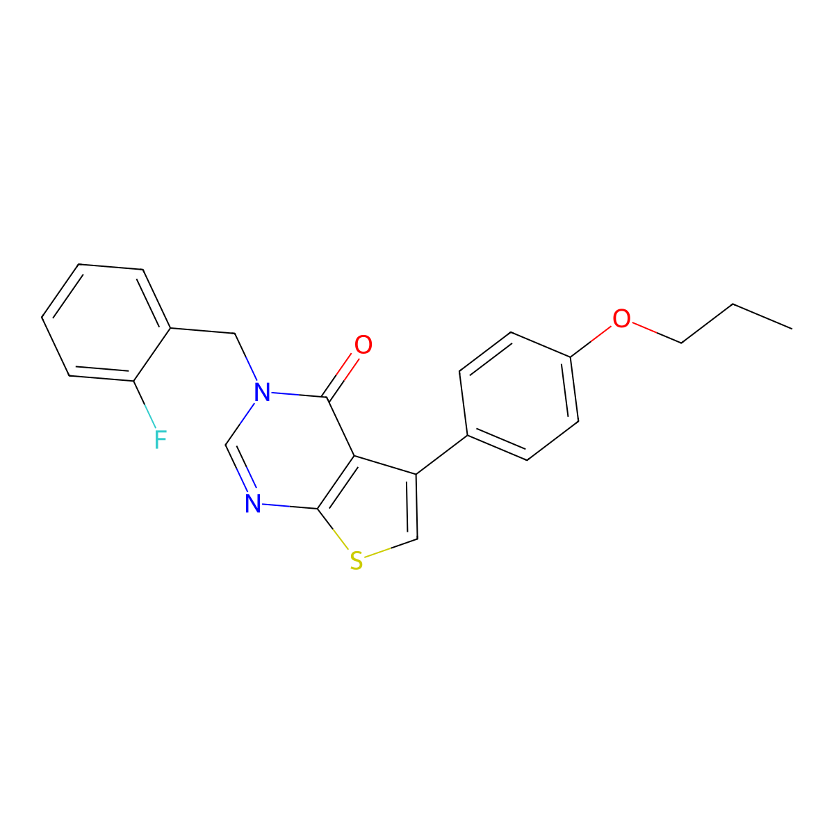 3-[(2-Fluorophenyl)methyl]-5-(4-propoxyphenyl)thieno[2,3-d]pyrimidin-4-one molecular structure, CAS 457919-36-7