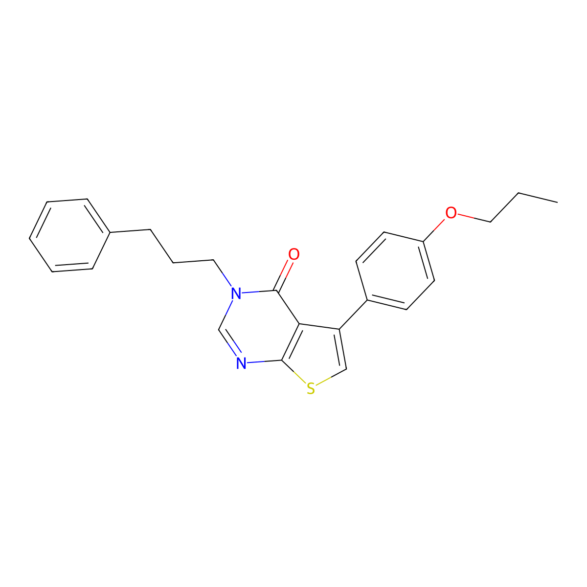 3-(3-Phenylpropyl)-5-(4-propoxyphenyl)thieno[2,3-d]pyrimidin-4-one molecular structure, CAS 457919-41-4