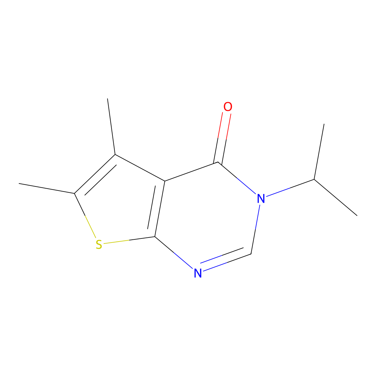 3-isopropyl-5,6-dimethylthieno[2,3-d]pyrimidin-4(3H)-one molecular structure, CAS 457919-49-2
