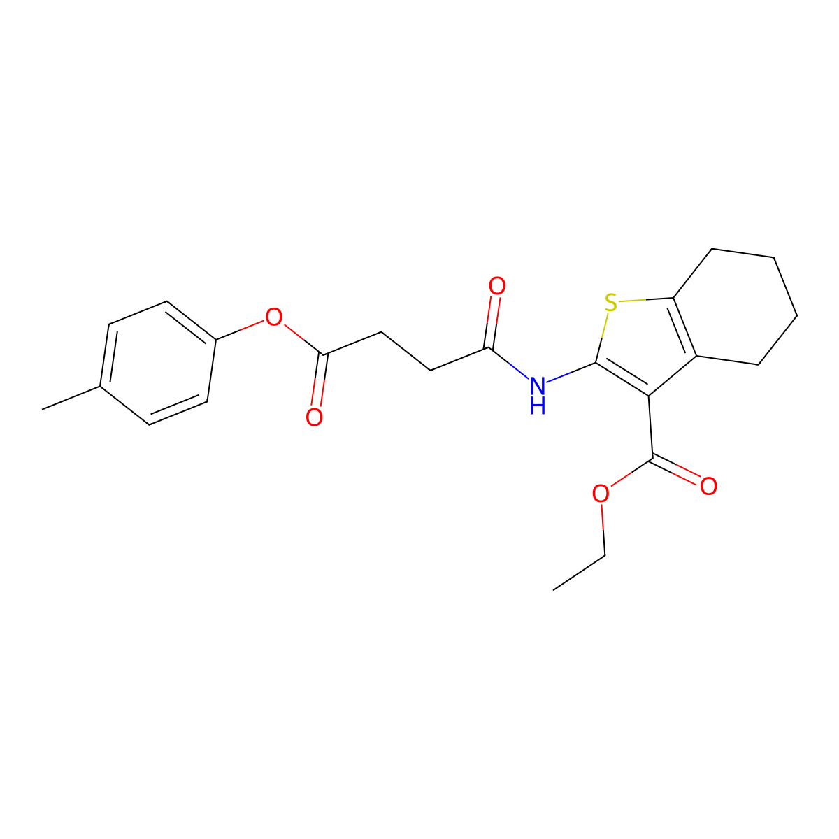 Ethyl 2-{[4-(4-methylphenoxy)-4-oxobutanoyl]amino}-4,5,6,7-tetrahydro-1-benzothiophene-3-carboxylate molecular structure, CAS 457920-81-9