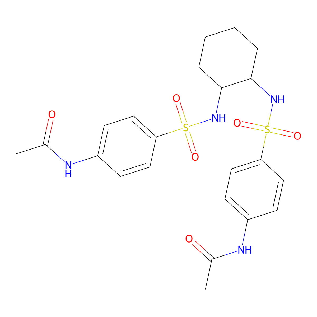 N-[4-[[2-[(4-acetamidophenyl)sulfonylamino]cyclohexyl]sulfamoyl]phenyl]acetamide molecular structure, CAS 457921-11-8