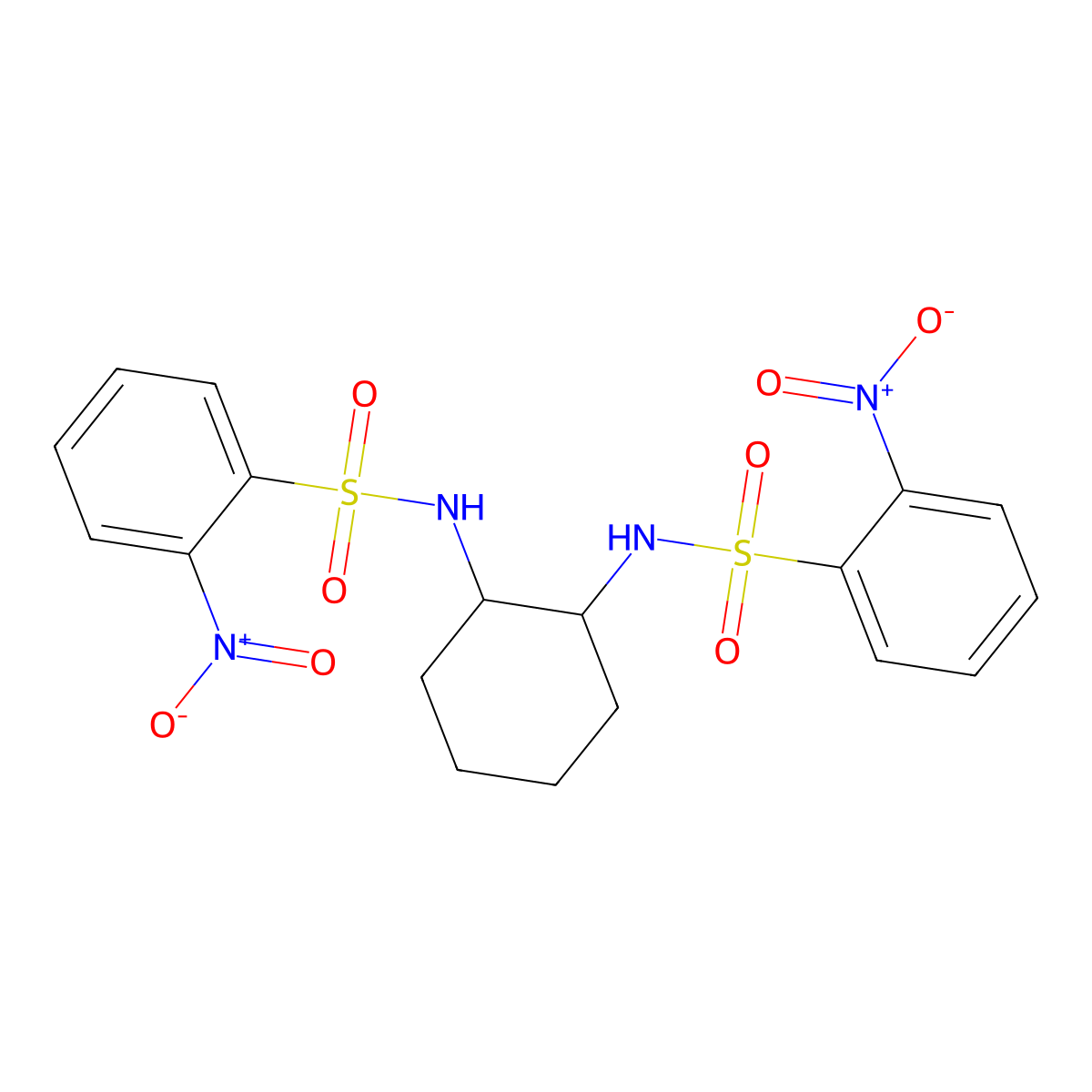 2-nitro-N-[2-[(2-nitrophenyl)sulfonylamino]cyclohexyl]benzenesulfonamide molecular structure, CAS 457921-14-1