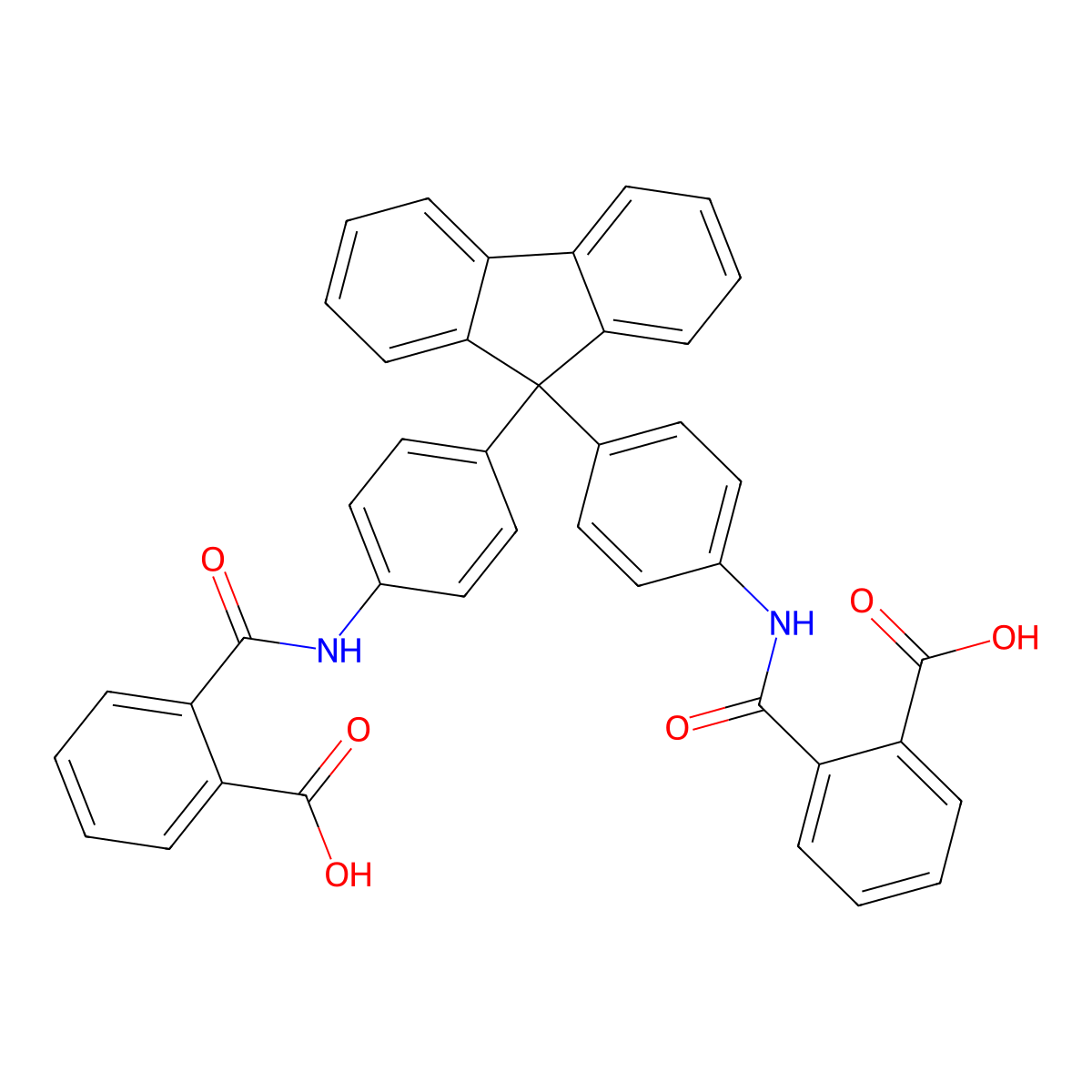 2-[[4-[9-[4-[(2-carboxybenzoyl)amino]phenyl]fluoren-9-yl]phenyl]carbamoyl]benzoic Acid molecular structure, CAS 457922-90-6
