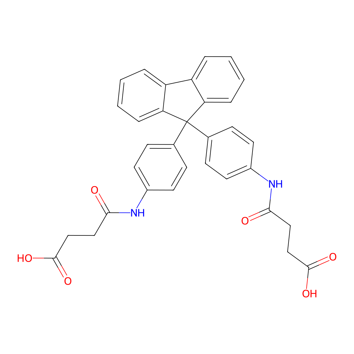 4-[4-[9-[4-(3-Carboxypropanoylamino)phenyl]fluoren-9-yl]anilino]-4-oxobutanoic acid molecular structure, CAS 457922-91-7